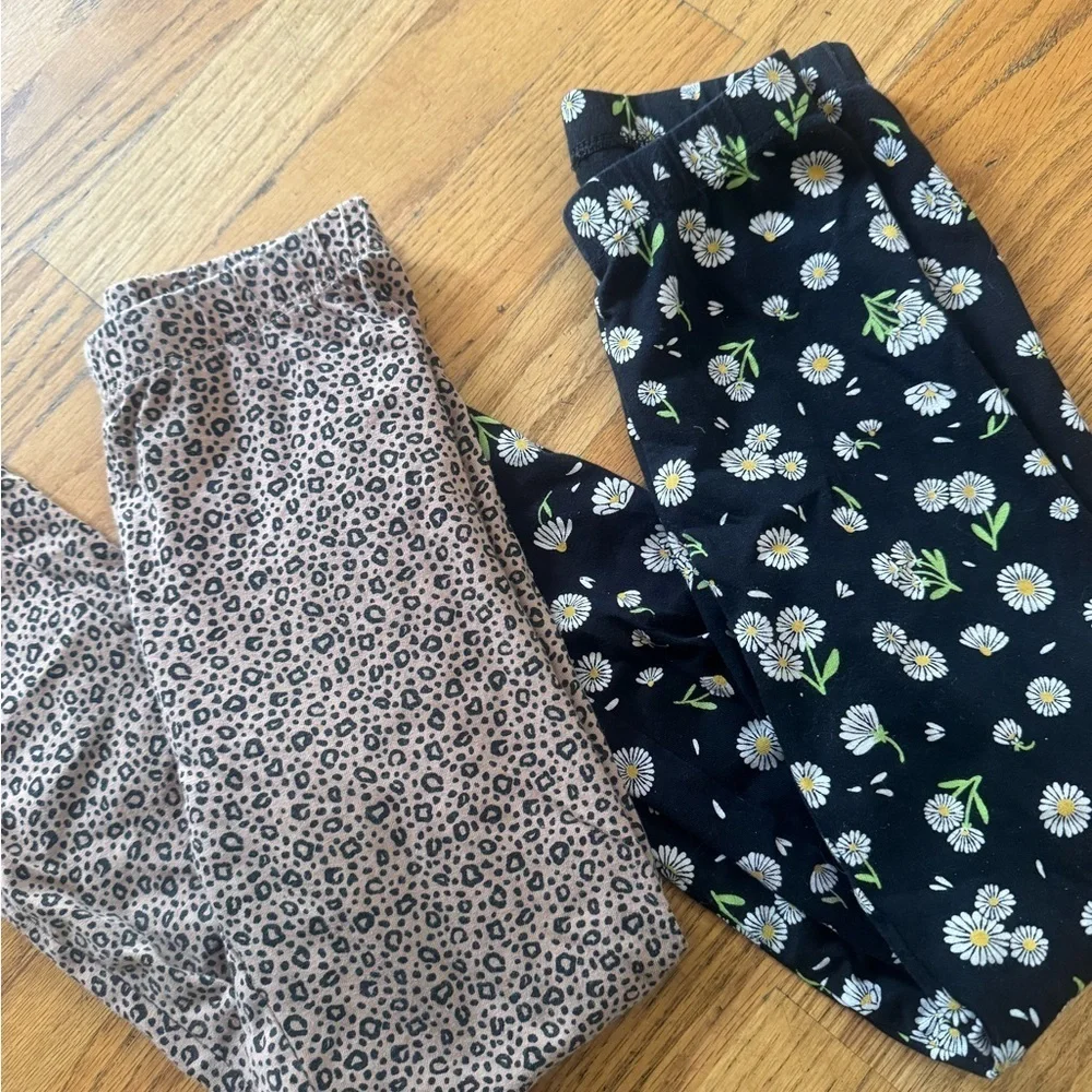 Cat & Jack Kids Leggings - Leopard and Floral Prints sz S 6/7